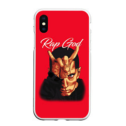 Чехол iPhone XS Max матовый EMINEM RAP GOD, цвет: 3D-белый