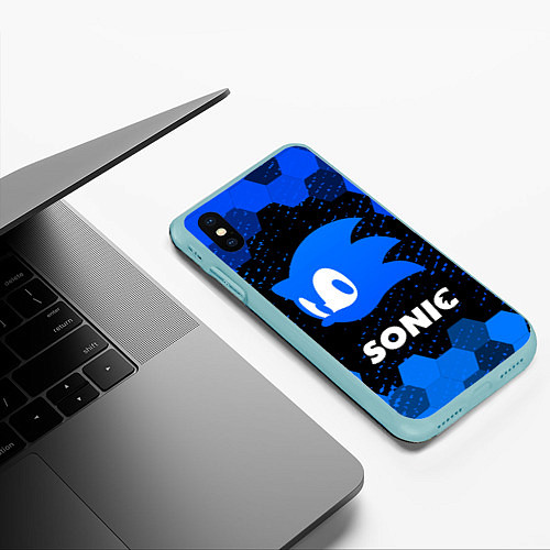 Чехол iPhone XS Max матовый СОНИК SONIC / 3D-Мятный – фото 3