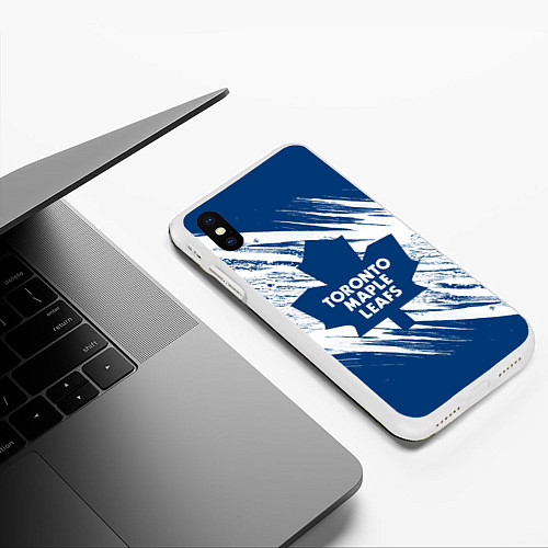 Чехол iPhone XS Max матовый Toronto Maple Leafs, / 3D-Белый – фото 3