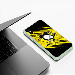 Чехол iPhone XS Max матовый Pittsburgh Penguins Sport, цвет: 3D-салатовый — фото 2