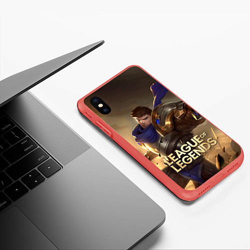 Чехол iPhone XS Max матовый League of legends Гарен / 3D-Красный – фото 3