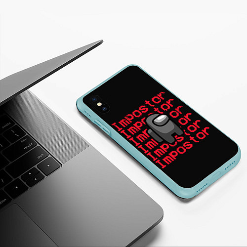 Чехол iPhone XS Max матовый Among Us / 3D-Мятный – фото 3