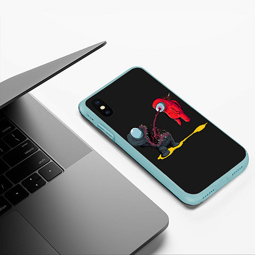 Чехол iPhone XS Max матовый Among Us / 3D-Мятный – фото 3