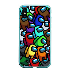 Чехол iPhone XS Max матовый Among us, цвет: 3D-мятный