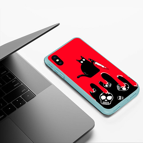 Чехол iPhone XS Max матовый WHAT CAT / 3D-Мятный – фото 3