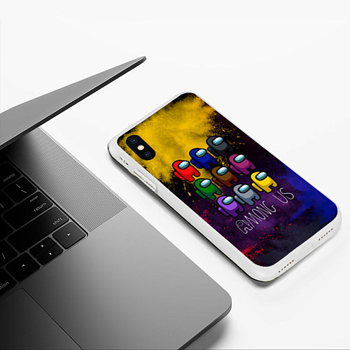 Чехол iPhone XS Max матовый AMONG US / 3D-Белый – фото 3