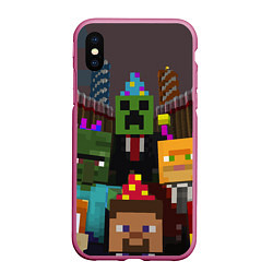 Чехол iPhone XS Max матовый Minecraft - characters - video game, цвет: 3D-малиновый