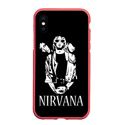 Чехол iPhone XS Max матовый NIRVANA, цвет: 3D-красный