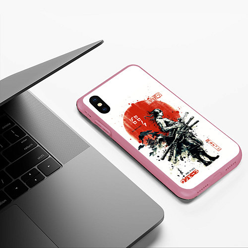 Чехол iPhone XS Max матовый ONE PIECE ZOHO SAMURAI / 3D-Малиновый – фото 3