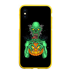 Чехол iPhone XS Max матовый Halloween Zombie, цвет: 3D-желтый
