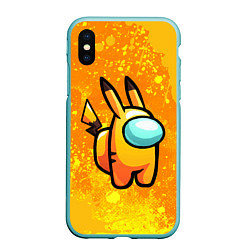 Чехол iPhone XS Max матовый AMONG US - Pikachu, цвет: 3D-мятный