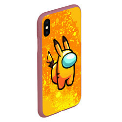 Чехол iPhone XS Max матовый AMONG US - Pikachu, цвет: 3D-малиновый — фото 2