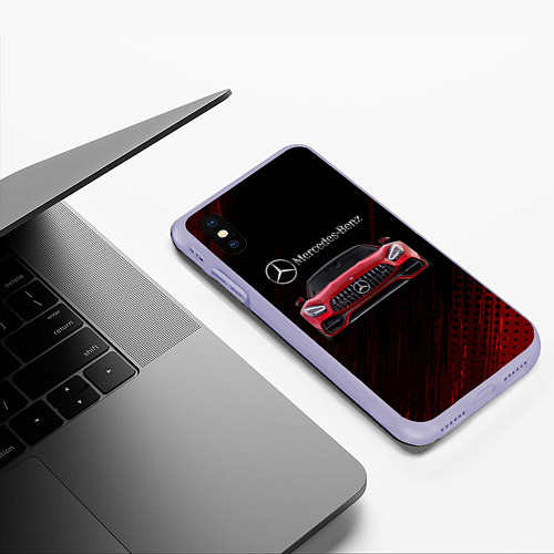Чехол iPhone XS Max матовый Mercedes Benz AMG / 3D-Светло-сиреневый – фото 3