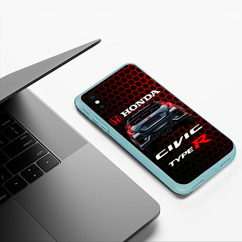 Чехол iPhone XS Max матовый Honda Civic Type R / 3D-Мятный – фото 3