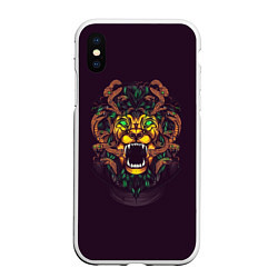 Чехол iPhone XS Max матовый LION, цвет: 3D-белый