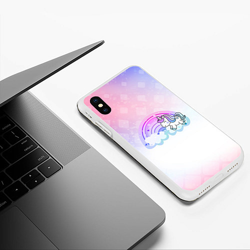 Чехол iPhone XS Max матовый Единорог / 3D-Белый – фото 3