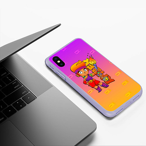 Чехол iPhone XS Max матовый Brawl Stars Amber / 3D-Светло-сиреневый – фото 3