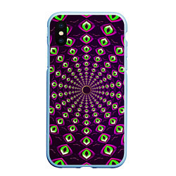 Чехол iPhone XS Max матовый Fractal-$$$, цвет: 3D-голубой