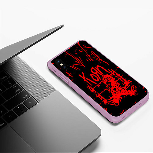 Чехол iPhone XS Max матовый Korn / 3D-Сиреневый – фото 3