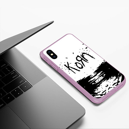 Чехол iPhone XS Max матовый Korn / 3D-Сиреневый – фото 3