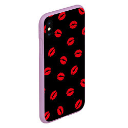 Чехол iPhone XS Max матовый Поцелуи, цвет: 3D-сиреневый — фото 2