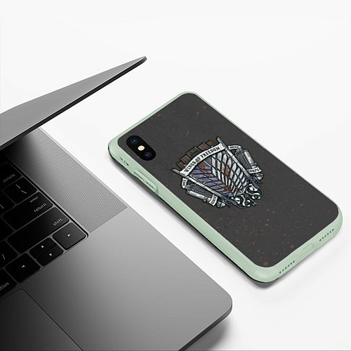 Чехол iPhone XS Max матовый Атака на титанов / 3D-Салатовый – фото 3