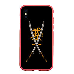 Чехол iPhone XS Max матовый 2 Katanas, цвет: 3D-красный