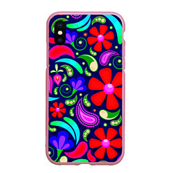 Чехол iPhone XS Max матовый Flower$$$, цвет: 3D-розовый