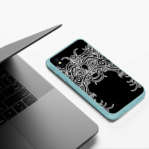 Чехол iPhone XS Max матовый Фэнтези мотылёк / 3D-Мятный – фото 3