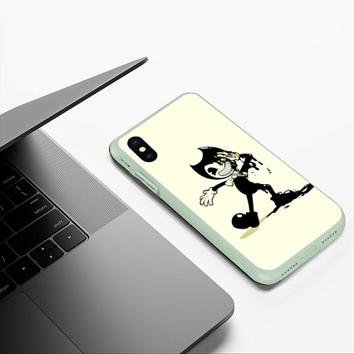 Чехол iPhone XS Max матовый Bendy And The Ink Machine / 3D-Салатовый – фото 3