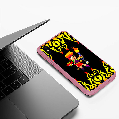 Чехол iPhone XS Max матовый Brawl StarsAmber / 3D-Малиновый – фото 3