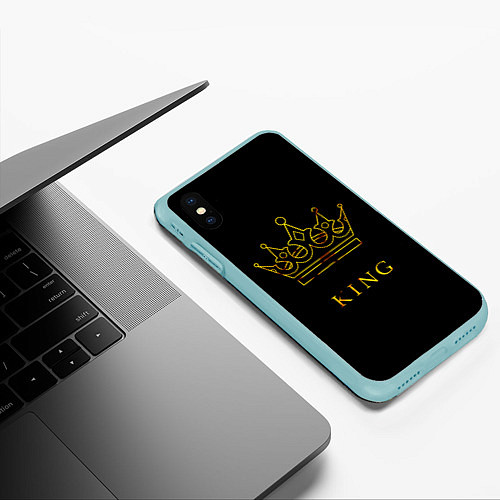 Чехол iPhone XS Max матовый KING / 3D-Мятный – фото 3