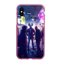 Чехол iPhone XS Max матовый Маска Watch dogs Z, цвет: 3D-малиновый