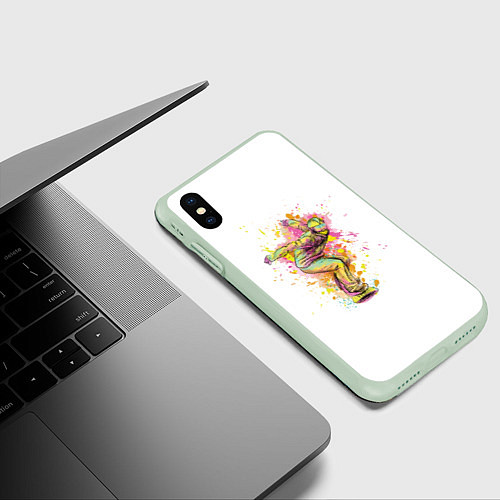 Чехол iPhone XS Max матовый Сноуборд / 3D-Салатовый – фото 3