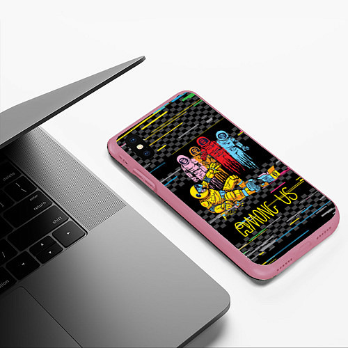 Чехол iPhone XS Max матовый Among Us / 3D-Малиновый – фото 3
