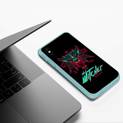 Чехол iPhone XS Max матовый The Witcher 2077 / 3D-Мятный – фото 3