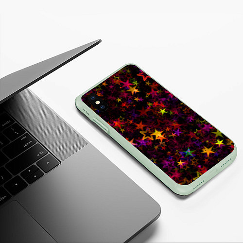 Чехол iPhone XS Max матовый Stars / 3D-Салатовый – фото 3