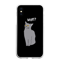 Чехол iPhone XS Max матовый What cat, цвет: 3D-белый