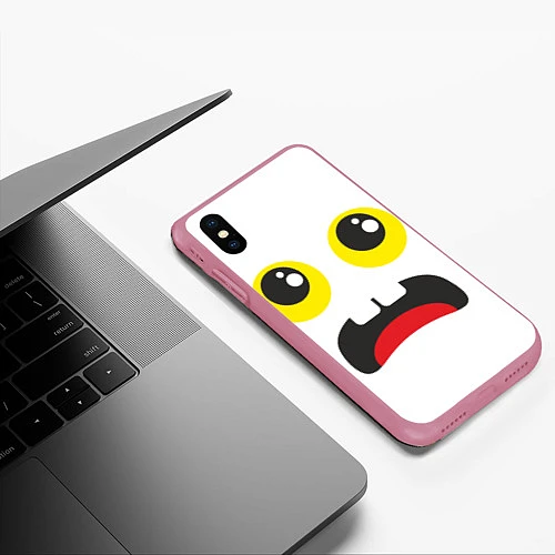 Чехол iPhone XS Max матовый Испуганное лицо / 3D-Малиновый – фото 3