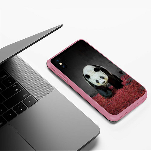 Чехол iPhone XS Max матовый ПАНДА / 3D-Малиновый – фото 3
