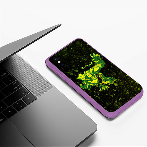 Чехол iPhone XS Max матовый JOJOS BIZARRE ZA WARUDO / 3D-Фиолетовый – фото 3