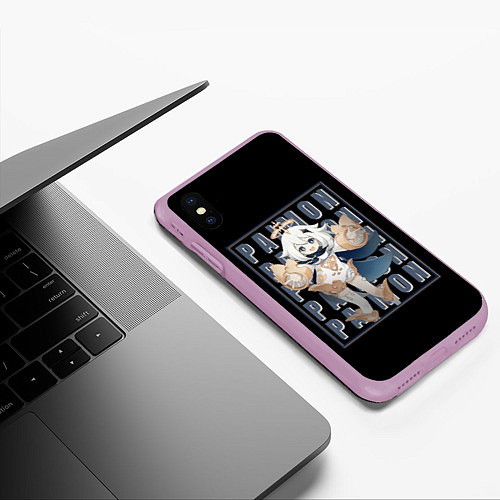 Чехол iPhone XS Max матовый Genshin Impact / 3D-Сиреневый – фото 3
