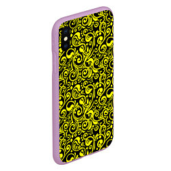 Чехол iPhone XS Max матовый Желтые узоры, цвет: 3D-сиреневый — фото 2