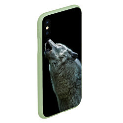 Чехол iPhone XS Max матовый Воющий волк, цвет: 3D-салатовый — фото 2