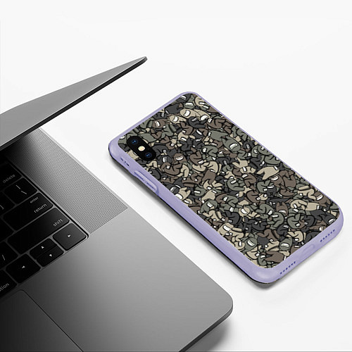 Чехол iPhone XS Max матовый Камуфляж Амонг Ас / 3D-Светло-сиреневый – фото 3