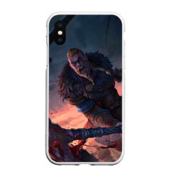 Чехол iPhone XS Max матовый ASSASSINS CREED VALHALLA, цвет: 3D-белый