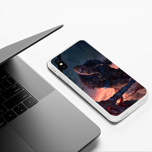 Чехол iPhone XS Max матовый ASSASSINS CREED VALHALLA / 3D-Белый – фото 3