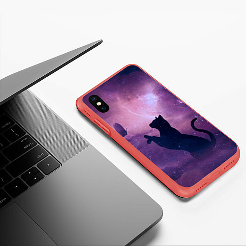 Чехол iPhone XS Max матовый Star Cat / 3D-Красный – фото 3