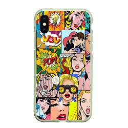 Чехол iPhone XS Max матовый Pop Art, цвет: 3D-салатовый