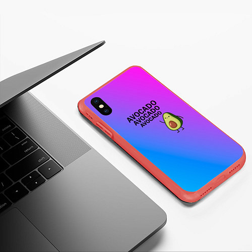 Чехол iPhone XS Max матовый Авокадо / 3D-Красный – фото 3